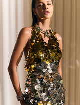 Vestido Curto em Paetês Metalizados